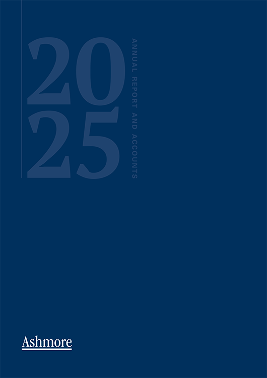 Front cover of the Ashmore Group 2025 Annual Report